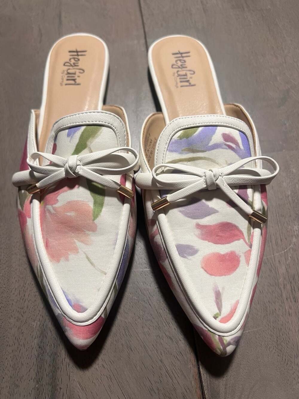 Corkys Hey Girl Tip Included Floral Mule Size 8 Pointed Toe Bow